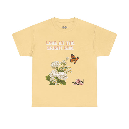 Look at the Bright Side Unisex Heavy Cotton Tee - Floral Design