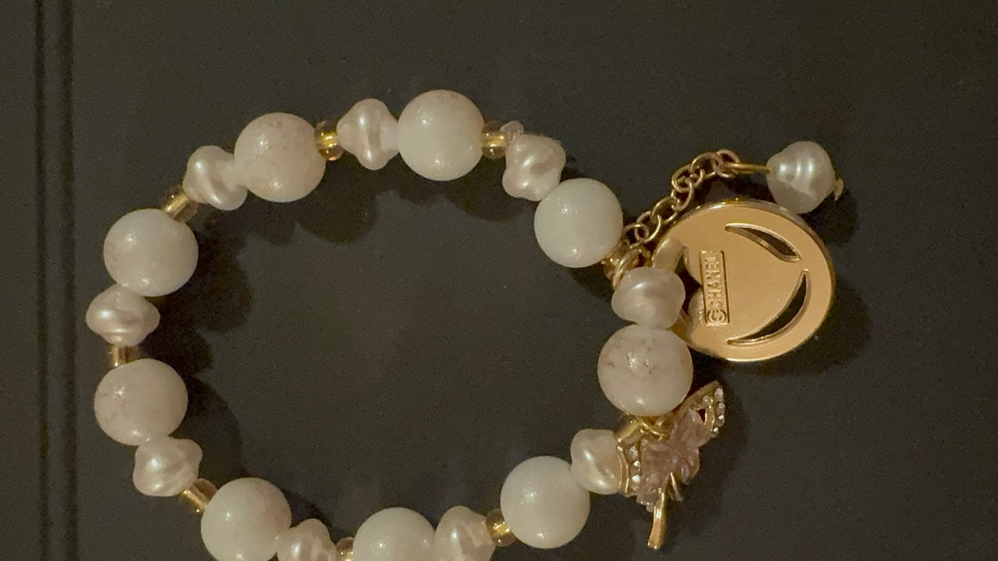 Handmade Bracelet with stampted designer zipper pull Bracelet