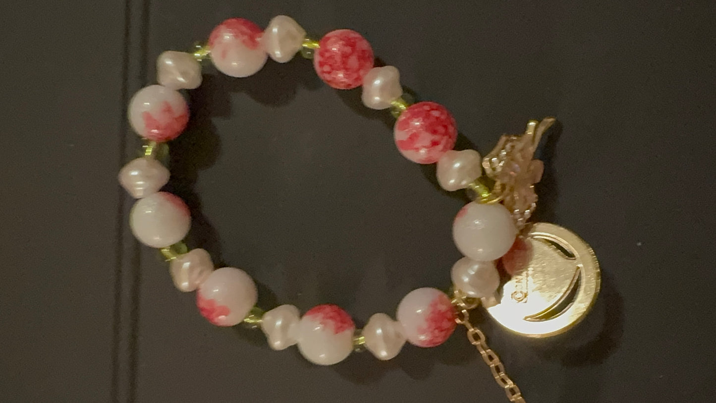 Handmade Bracelet with stampted designer zipper pull Bracelet