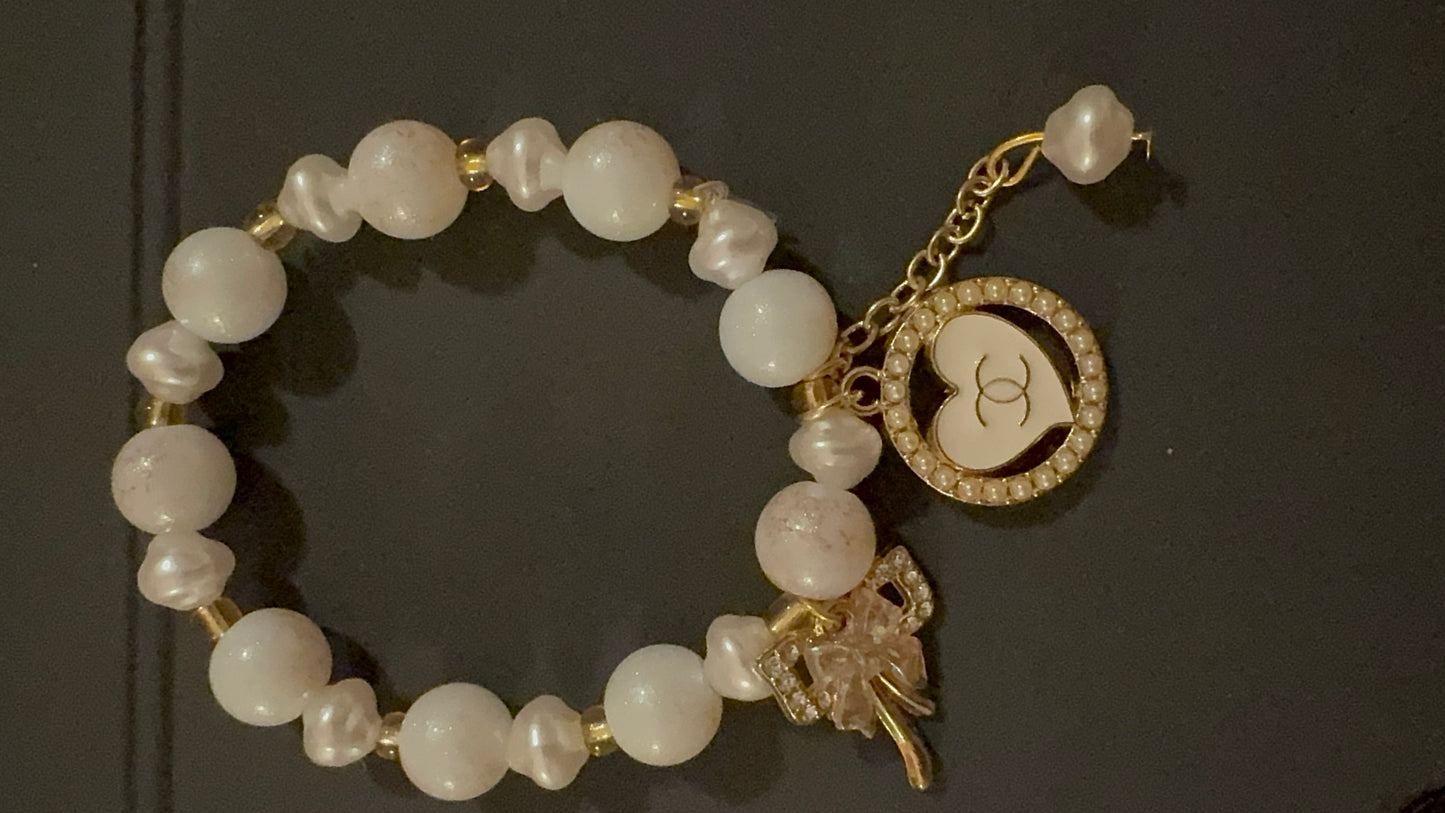 Handmade Bracelet with stampted designer zipper pull Bracelet