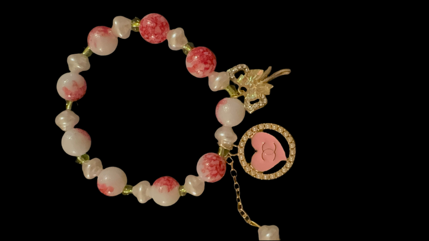 Handmade Bracelet with stampted designer zipper pull Bracelet