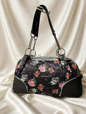 Ed Hardy Red Crystal Heart Tattoo Satchel back