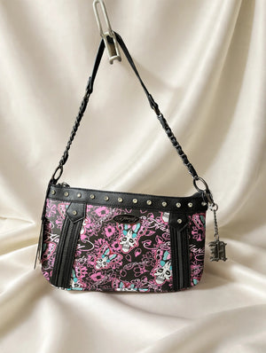 Ed Hardy Pink Skull Butterfly Crossbody front