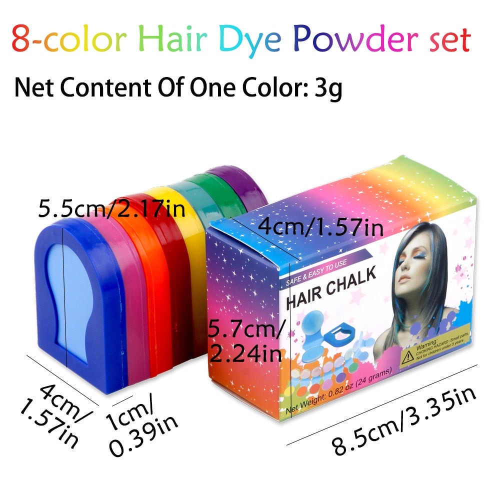 Temporary Hair Color Chalk Powder Spray (8 Colors)