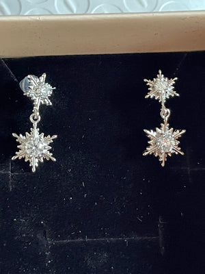 Moissanite Star Cross Spike Drop Earrings