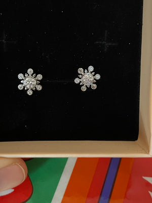 Moissanite Snowflake Starburst Dangle Earrings