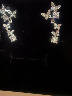 Moissanite Round Bezel Halo Drop Earrings
