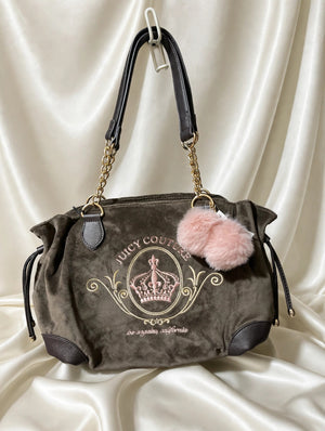 Juicy Couture Brown Velour Crown Hobo – NWT