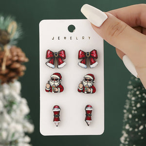Christmas earring set - Santa bow ties, Santa Claus, Santa boots stud pairs