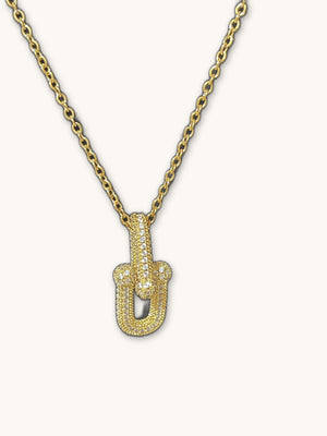 Gold Pave Initial J Pendant Necklace