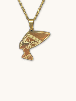 Gold Nefertiti Queen Pendant Necklace