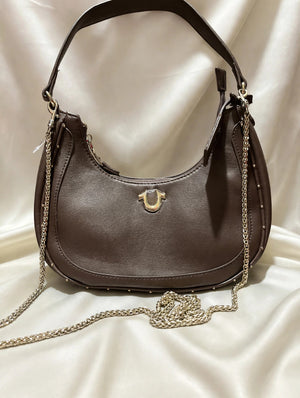 True Religion Brown Crescent Hobo Bag