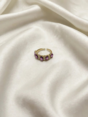 Purple moissanite band ring adjustable