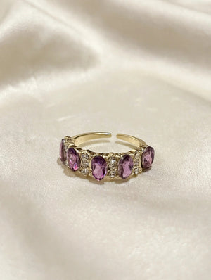 Purple moissanite band ring adjustable