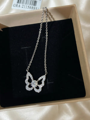 Moissanite Butterfly Pendant Necklace for Women — Pave Butterfly Wings, Gift Box