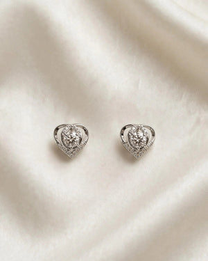 0.5ct Moissanite Heart Stud Earrings Women's Halo Heart Earrings