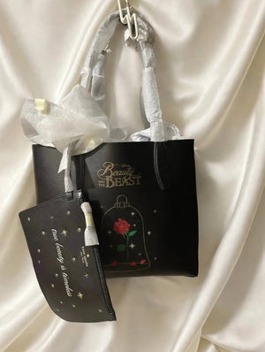 Kate Spade Disney Beauty and the Beast reversible tote with wristlet, front view