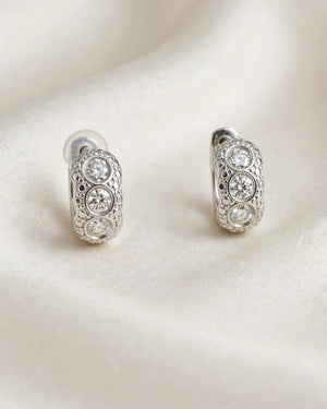 Moissanite Round Coin Disc Drop Earrings