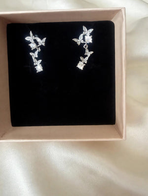 Moissanite Snowflake Starburst Dangle Earrings