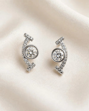 Moissanite Cushion Cut Pave Stud Earrings