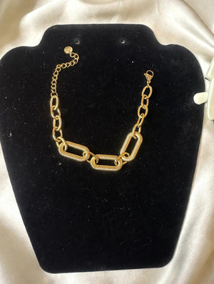 Gold Paperclip Chain Bracelet for Women - Chunky Textured Link Bracelet with Lobster Clasp and Extender, Trendy Fashion Jewelry