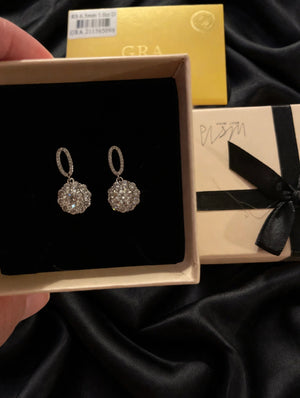 1ct Moissanite Halo Drop Dangle Earrings Women's 6.5mm Silver Plated Copper