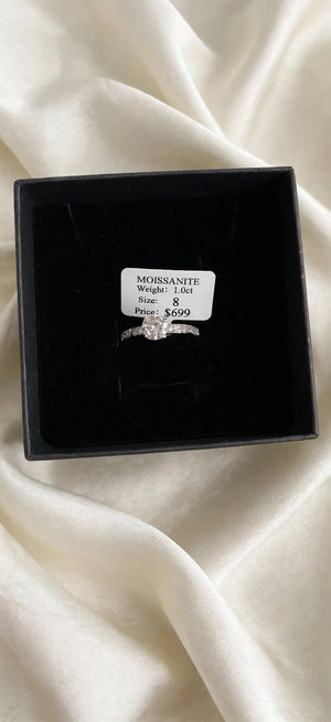 1ct Moissanite Solitaire Ring Women's Size 8