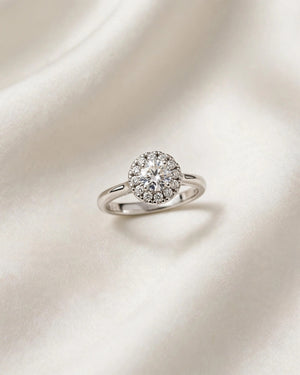 1ct Moissanite Halo Ring Women's Round Cut Engagement Ring Size 8