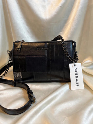 Steve Madden Black Patchwork Crossbody Bag NWT