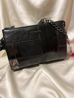 Steve Madden Black Patchwork Crossbody Bag NWT