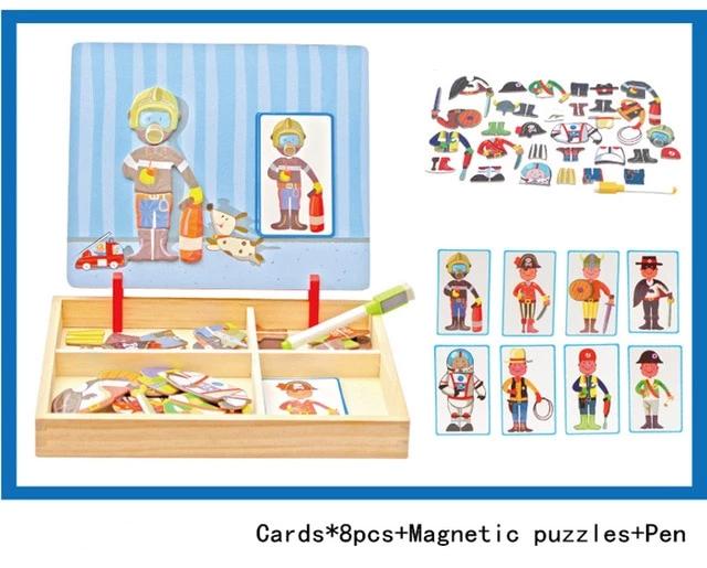 Magnetic Imagination Puzzle Toy in Wooden Box- Preschool Education Toys - MomProStore