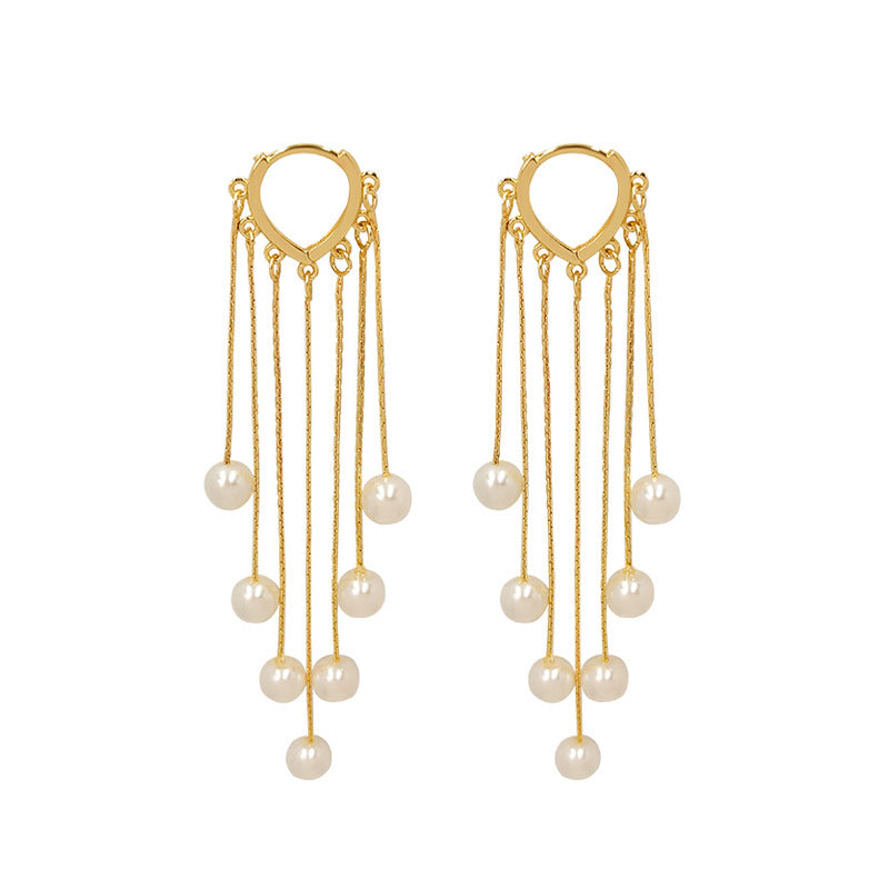 Fashion Multiple Pearl Tassel Earrings