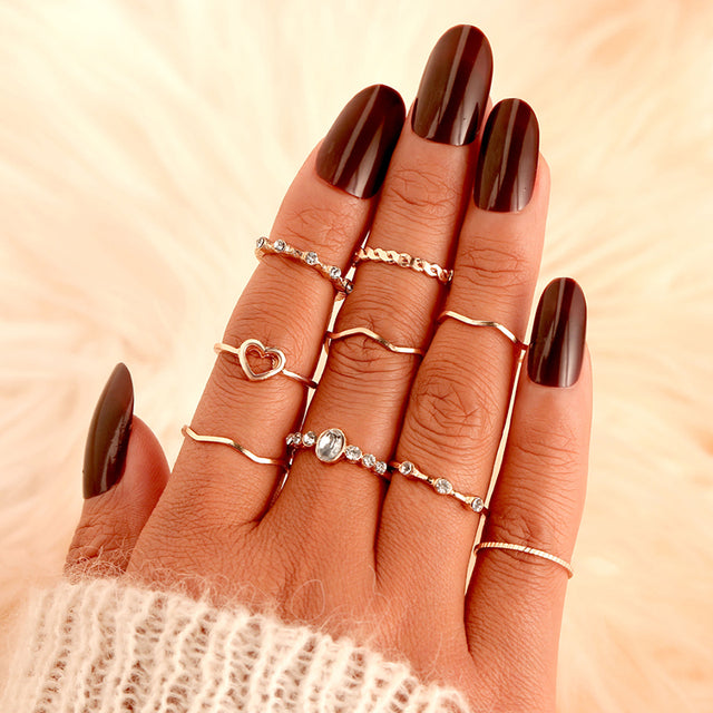 9pcs/set Boho Vintage Wedding Ring Set For Women Bohemian Jewelr