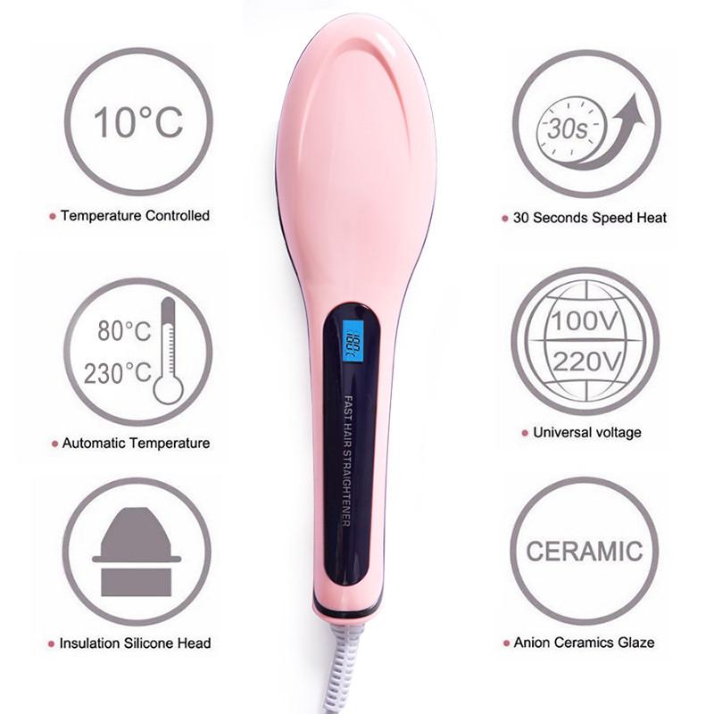 LCD Electric 2-IN-1 Hair Straightening Brush - MomProStore