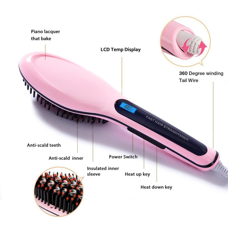 LCD Electric 2-IN-1 Hair Straightening Brush - MomProStore