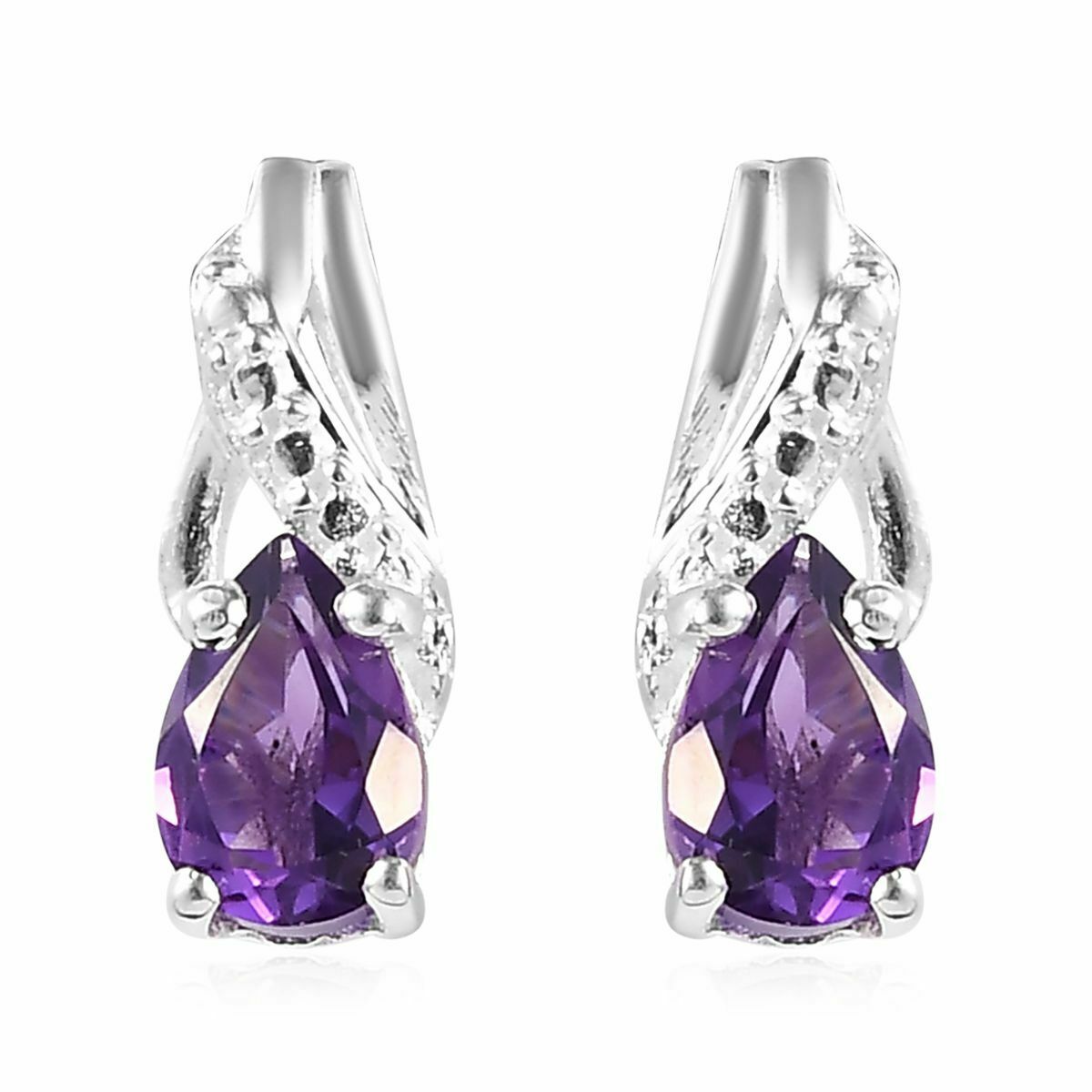 925 Sterling Silver Amethyst Drop Dangle Earrings Chain Necklace Pendant Set 20"
