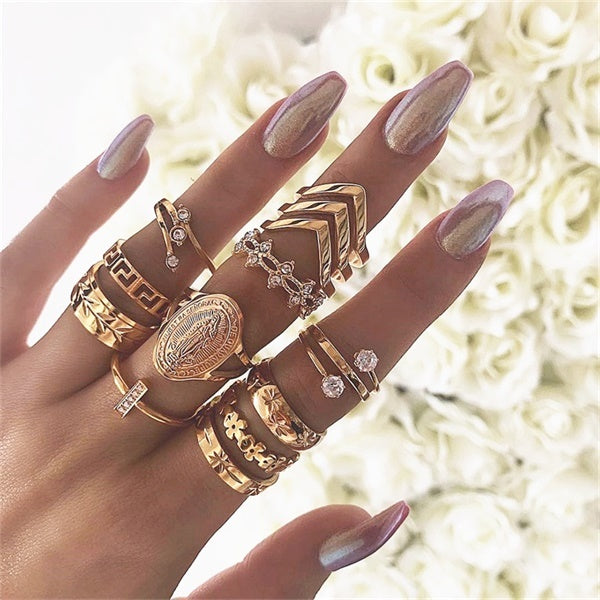9pcs/set Boho Vintage Wedding Ring Set For Women Bohemian Jewelr