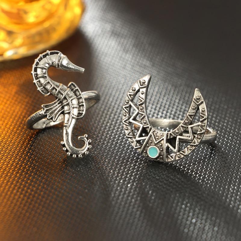 6pcs Set Bohemia Silver Knuckle Finger Midi Rings - MomProStore