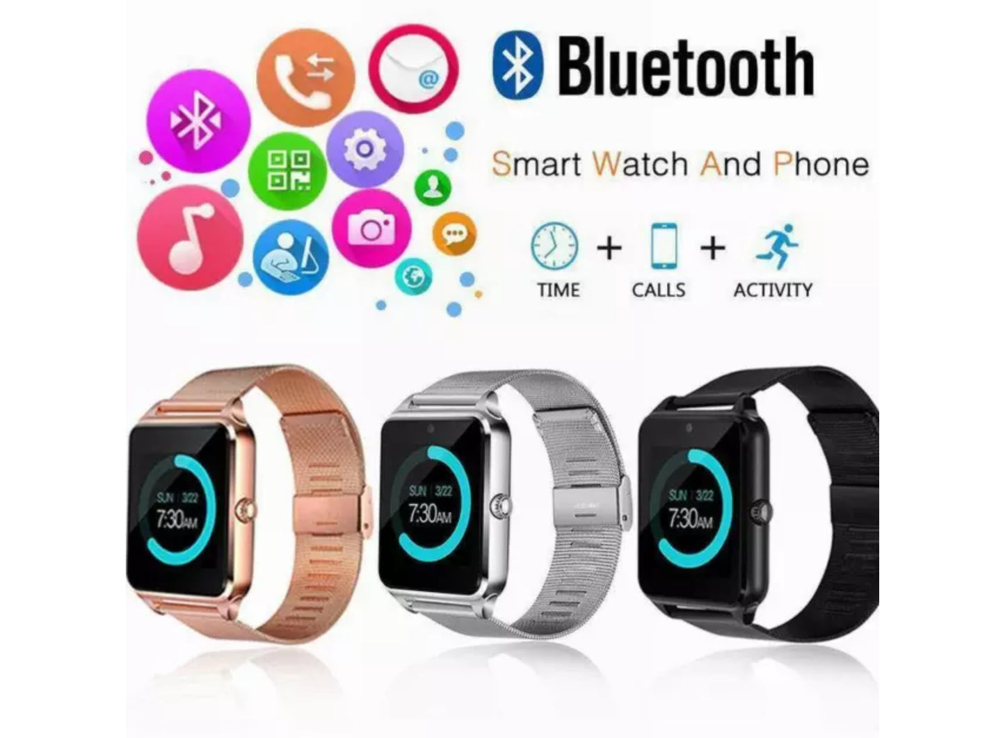 GSM Unlocked smart watch Bluetooth Facebook 40mm
