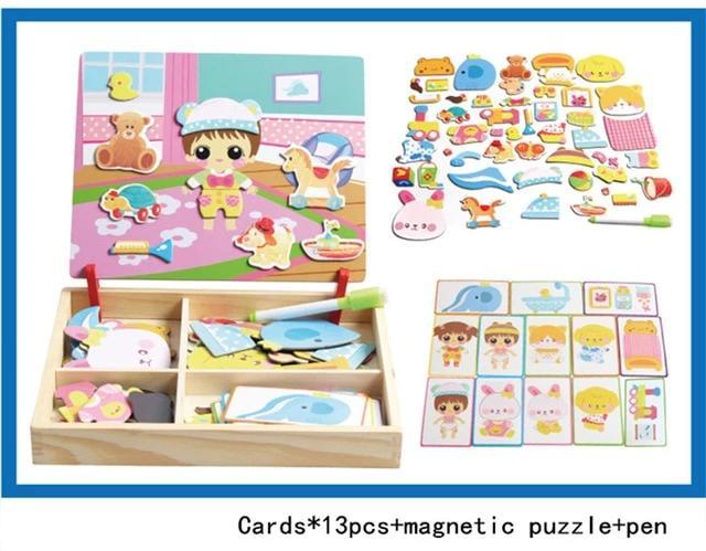 Magnetic Imagination Puzzle Toy in Wooden Box- Preschool Education Toys - MomProStore