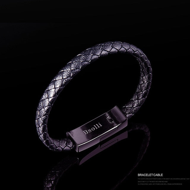 USB phone Charger Rubber Silicone Braided Leather - MomProStore