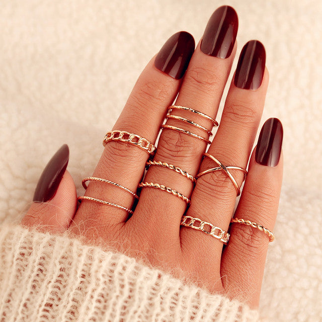 9pcs/set Boho Vintage Wedding Ring Set For Women Bohemian Jewelr