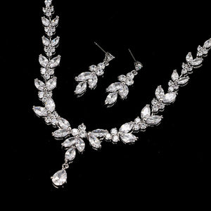 Cubic Zircon Stud Earrings & Necklace Gift