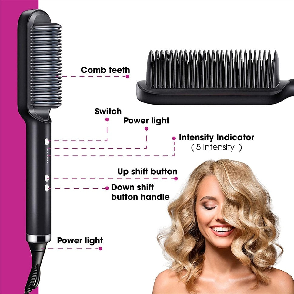 Professional Hair Straightener Tourmaline Ceramic Hair Curler Brush