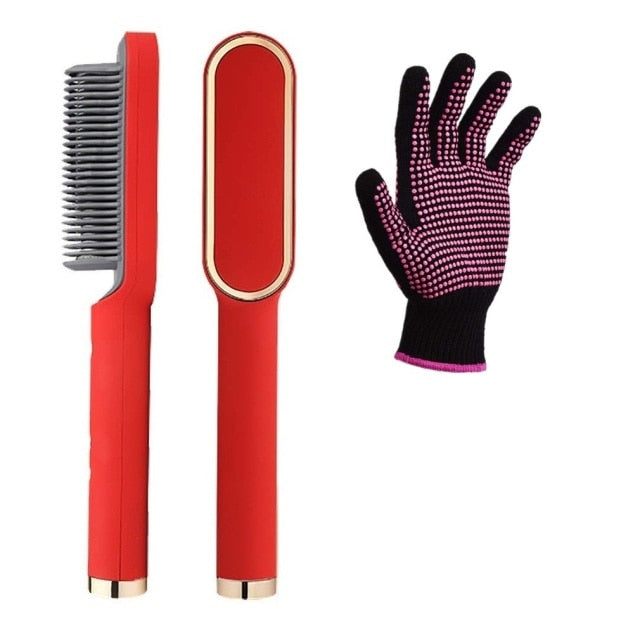 Professional Hair Straightener Tourmaline Ceramic Hair Curler Brush