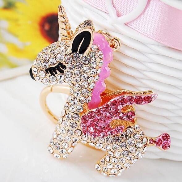 Crystal Rhinestone Unicorn Keychain - Women's Bag Decoration