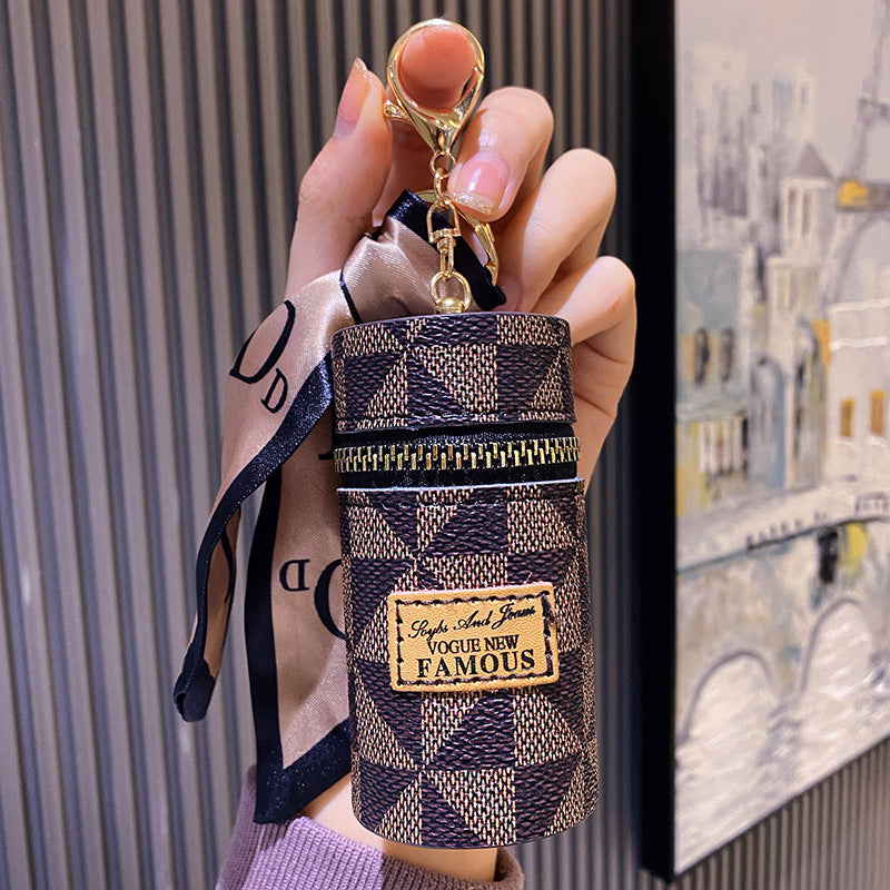 Fashion Silk Scarf Bucket Keychain - Mini Storage Bag