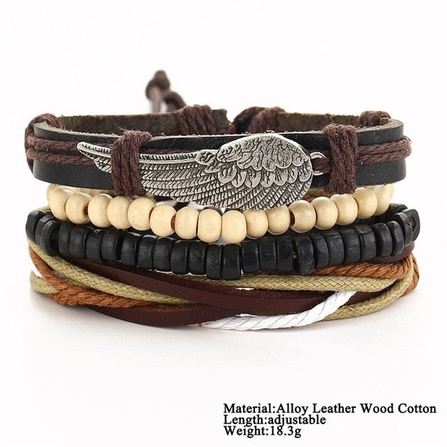 Fish Eye Vintage Punk Multi layer Leather Bracelet charm 2pcs. - MomProStore