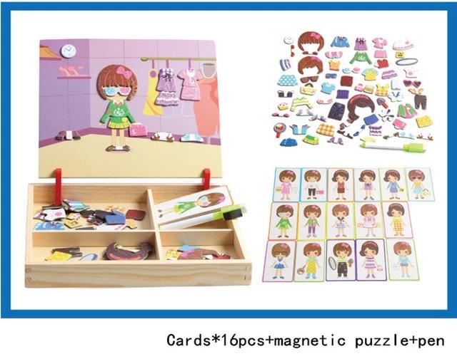 Magnetic Imagination Puzzle Toy in Wooden Box- Preschool Education Toys - MomProStore