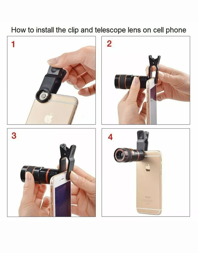 12x Optical Zoom Lens Telescope Telephoto Clip on for Mobile Cell Phone Camera - MomProStore 
